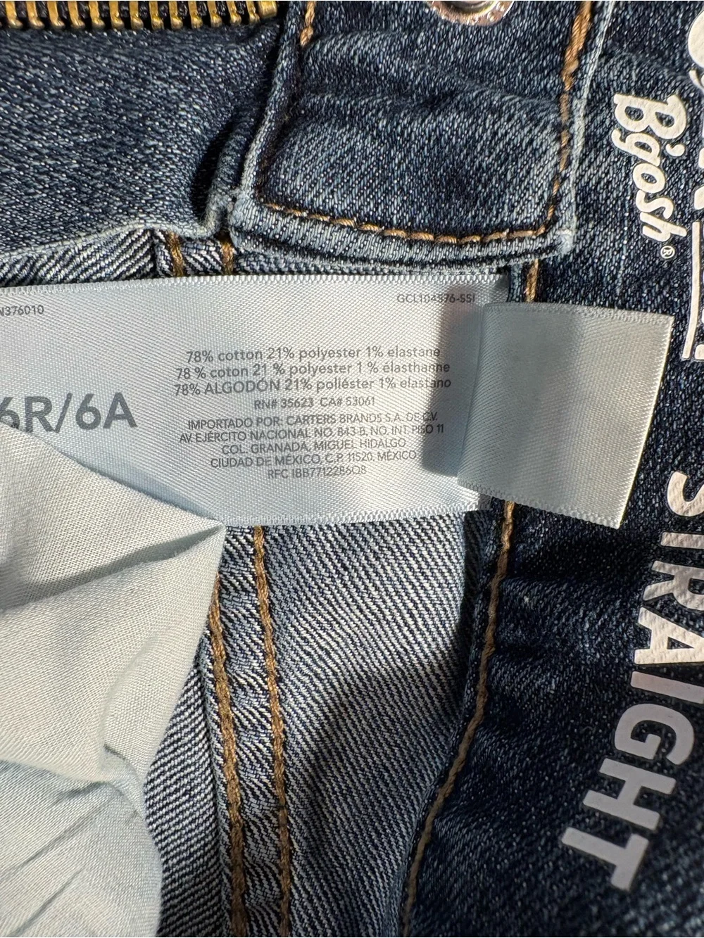 OshKosh B'gosh Kids Dark Blue Straight-Leg Jeans size 6 regular